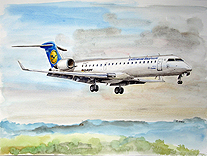 Watercolor Bombardier Canadair CRJ
